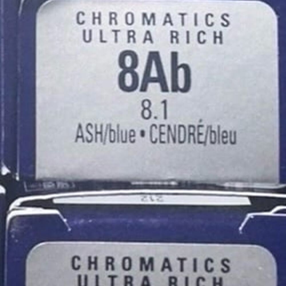 Redken Chromatics Ultra Rich Hair Color 8Ab 8.1 Ash Blue Permanent 2x Tubes